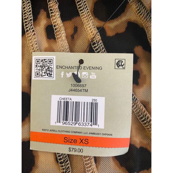 JOHN MARK Cheetah Print Animal Long Sleeve Blouse Top Nylon Stretch Size XS - Picture 4 of 4